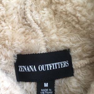 Cream pullover SHERPA faux hooded jacket top